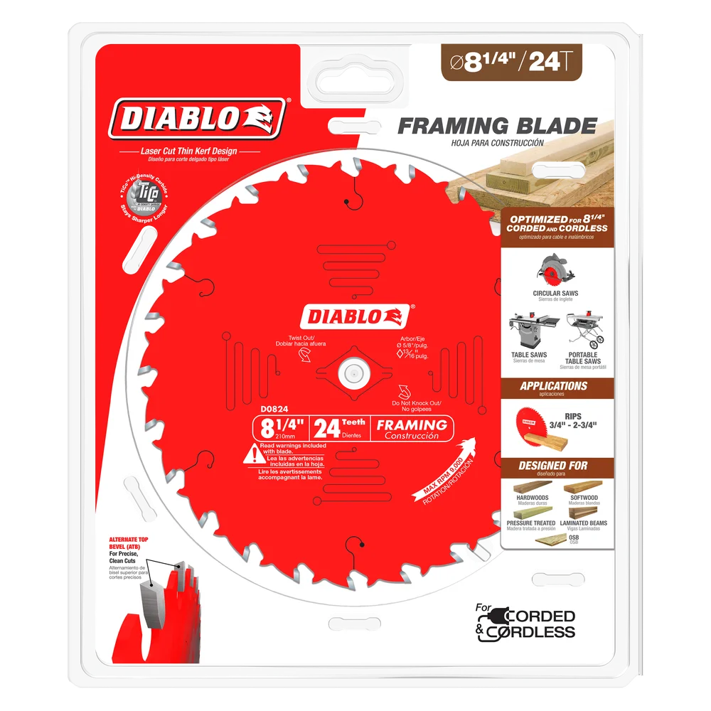 Diablo 8-1/4 in. x 24 Tooth Framing Saw Blade Diablo 8-1/4 in. x 24 Tooth Framing Saw Blade